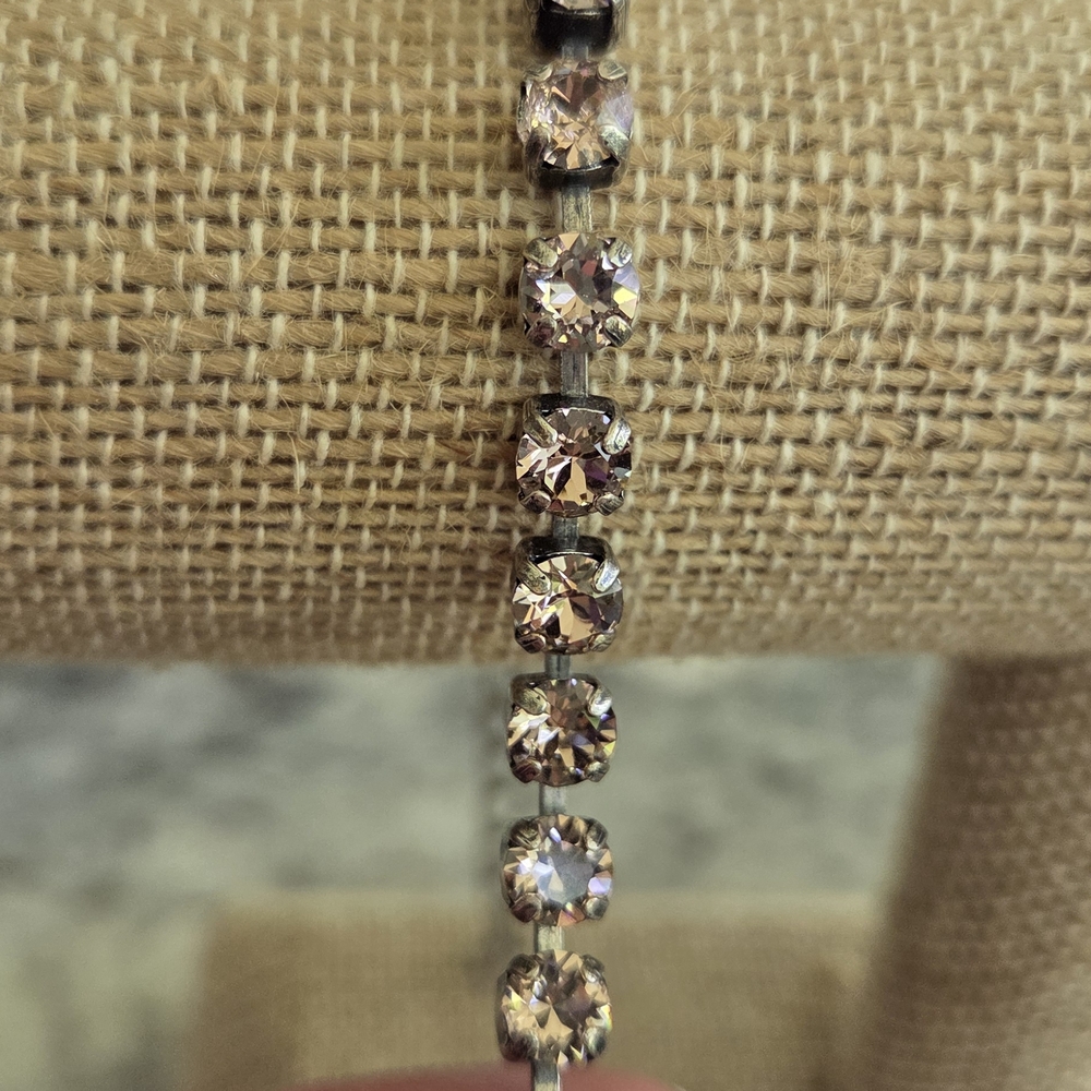 Antiqued Pink 4mm Crystal Bracelet